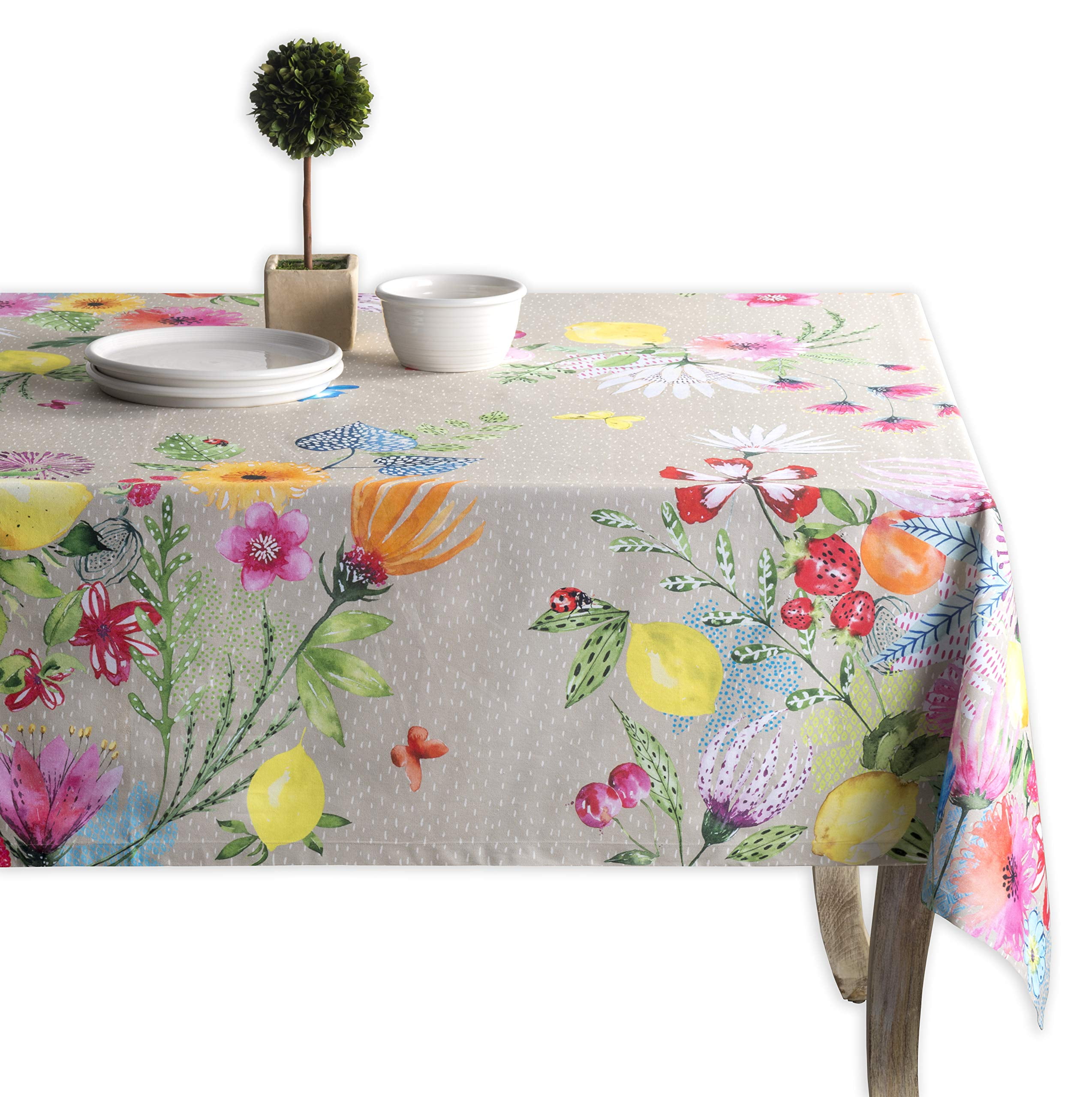 Maison d' Hermine Jardin D'ete - Fog 100% Cotton Tablecloth for Kitchen  Dining | Tabletop | Decoration | Parties | Weddings | Spring/Summer  (Square,