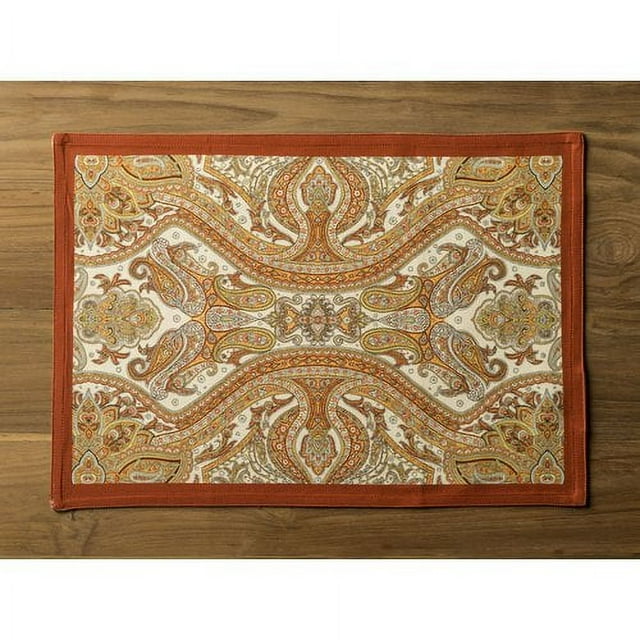 Maison d' Hermine Kashmir Paisley 100% Cotton Set of 4 Placemats for Dining Table | Kitchen| Wedding | Everyday Use | Dinner Parties | (13 Inch by 19 Inch)