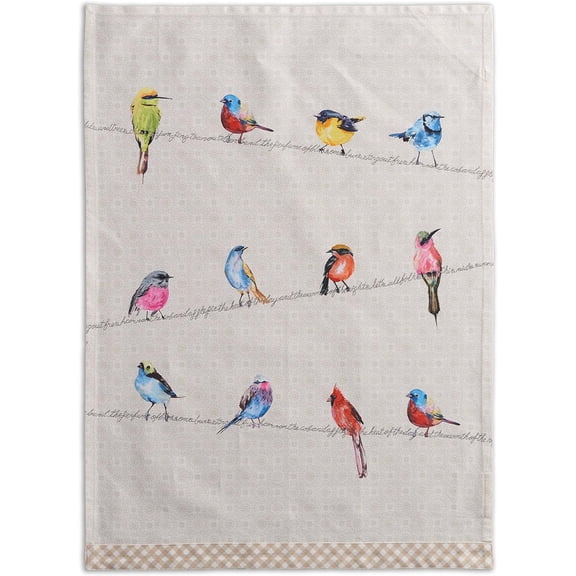 Maison d'Hermine Kitchen Towels Set of 2 100% Cotton 27.50" x 20" Reusable Cloth Tea Dish Towels Absorbent with Hanging Loop for Kitchen, Home, Dining, Cocktail Parties Spring/Summer (Birdies On