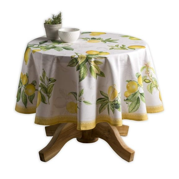 Maison d' Hermine Limoncello 100% Cotton Tablecloth for Kitchen Dining | Tabletop | Decoration | Parties | Weddings | Spring/Summer (Round, 69 Inch).