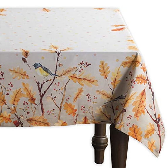 Maison d' Hermine Oak Leaves 100% Cotton Tablecloth for Kitchen Dining Tabletop Decoration Parties Weddings (Square, 60 Inch by 90 Inch).