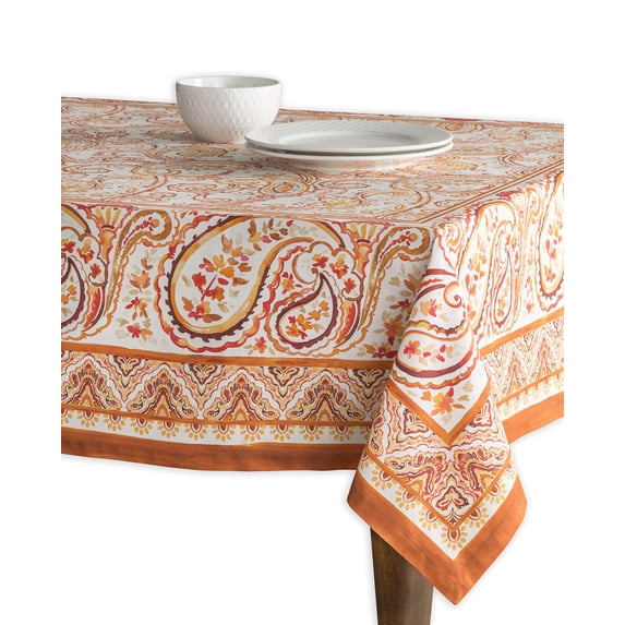 Maison d' Hermine Palatial Paisley 100% Cotton Tablecloth for Kitchen Dining Tabletop Decoration Parties Weddings (Square, 70 Inch by 90 Inch).