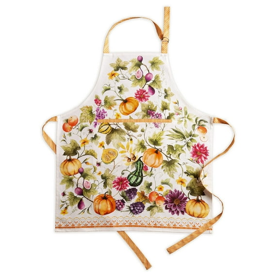 Maison d' Hermine Pumpkin Garden - Cloudy Cream 100% Cotton 1 Piece Kitchen Apron with an Adjustable Neck & Invisible Center Pocket with Long Ties for Women Men | Chef (27.50 Inch by 31.50 Inch)