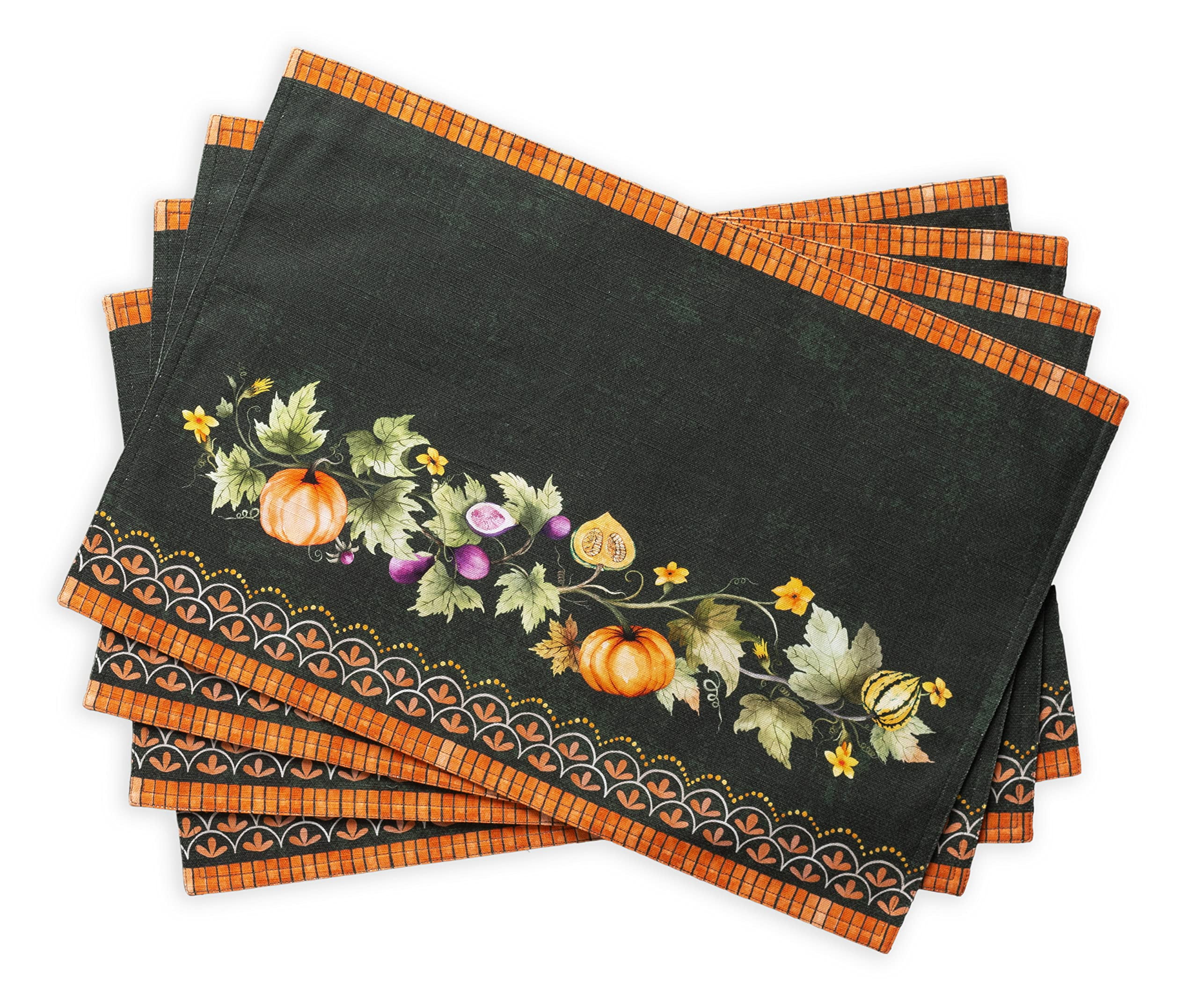 Maison d' Hermine Fall Placemats 100 Cotton, Autumn Home Decor, Set