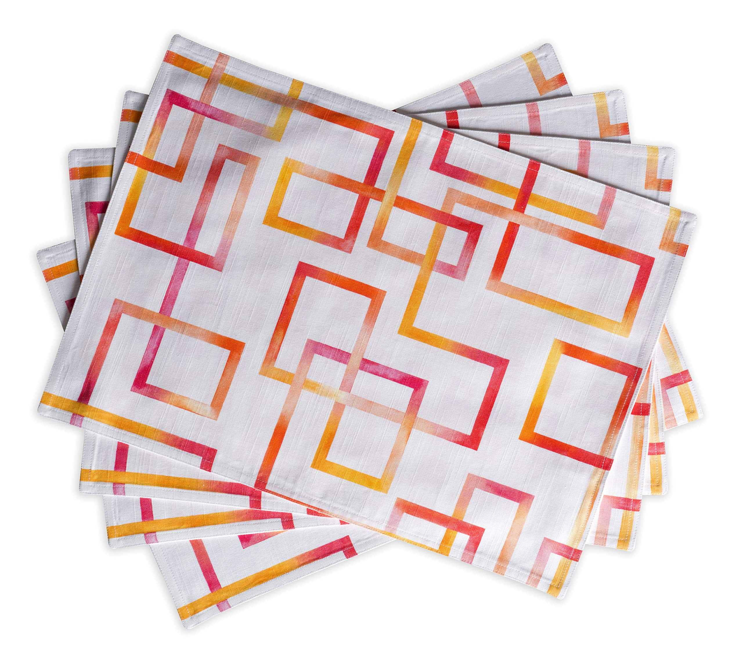 Maison d' Hermine Summer Maze 100% Cotton Set of 4 Placemats for Dining Table | Kitchen | Wedding | Everyday Use | Dinner Parties | Spring/Summer (13 Inch by 19 Inch)