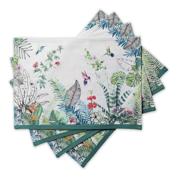 Maison d' Hermine Tropiques 100% Cotton Set of 4 Placemats for Dining Table | Kitchen | Wedding | Everyday Use | Dinner Parties | Spring/Summer (13 Inch by 19 Inch)