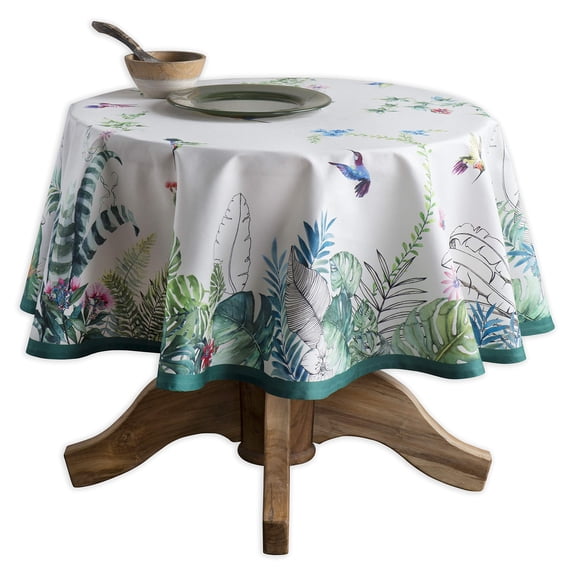 Maison d' Hermine Tropiques 100% Cotton Tablecloth for Kitchen Dining | Tabletop | Decoration | Parties | Weddings | Spring/Summer (Round, 63 Inch).