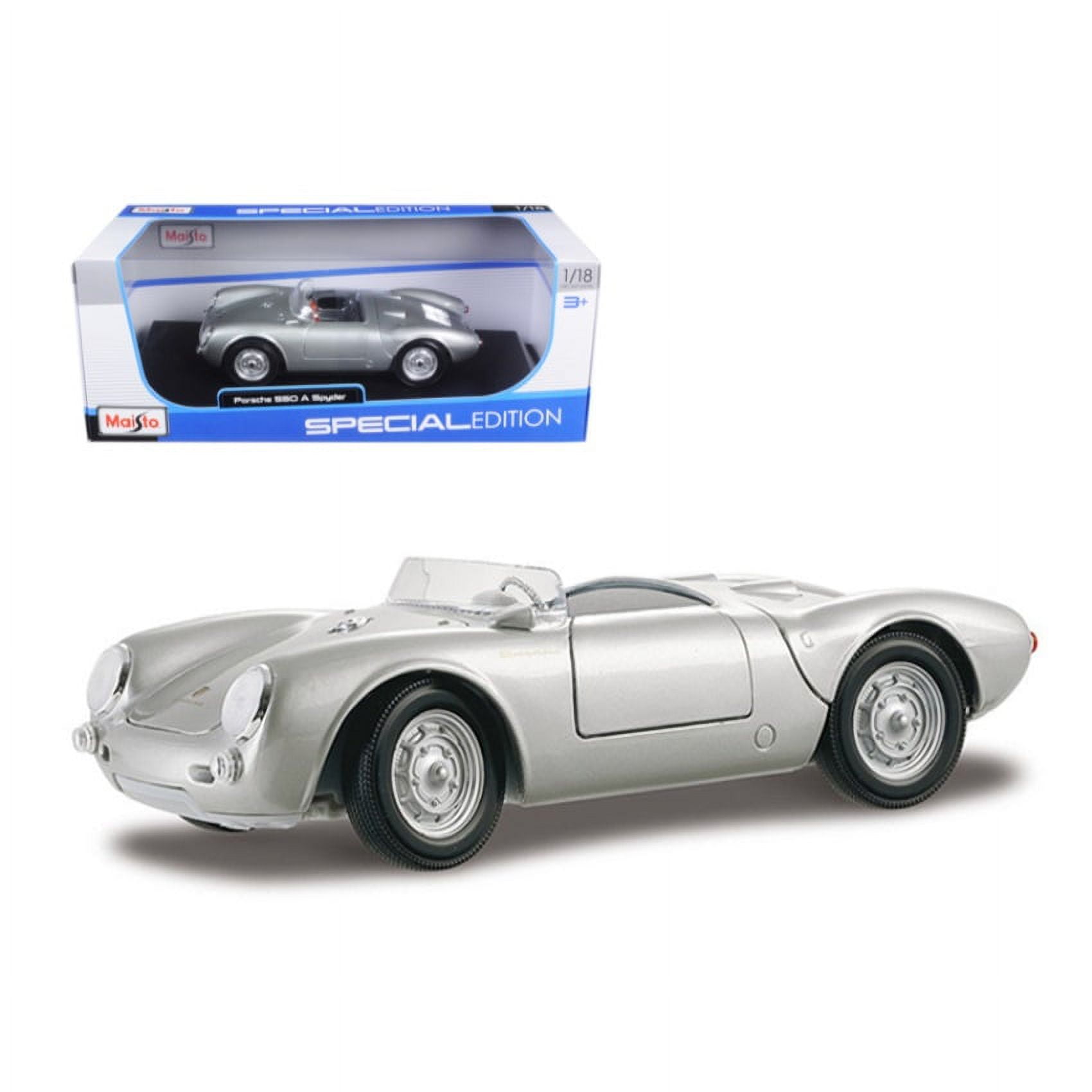 Maisto Porsche 550 A Spyder Diecast Car, 1:18 Scale, Silver