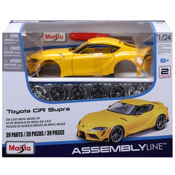 Maisto: Assembly Line Model Kit - 2022 Toyota Supra GR - Yellow, 1:24 Diecast Sports Car, DIY Building Set, Pre-Painted Parts, Collectible Replica