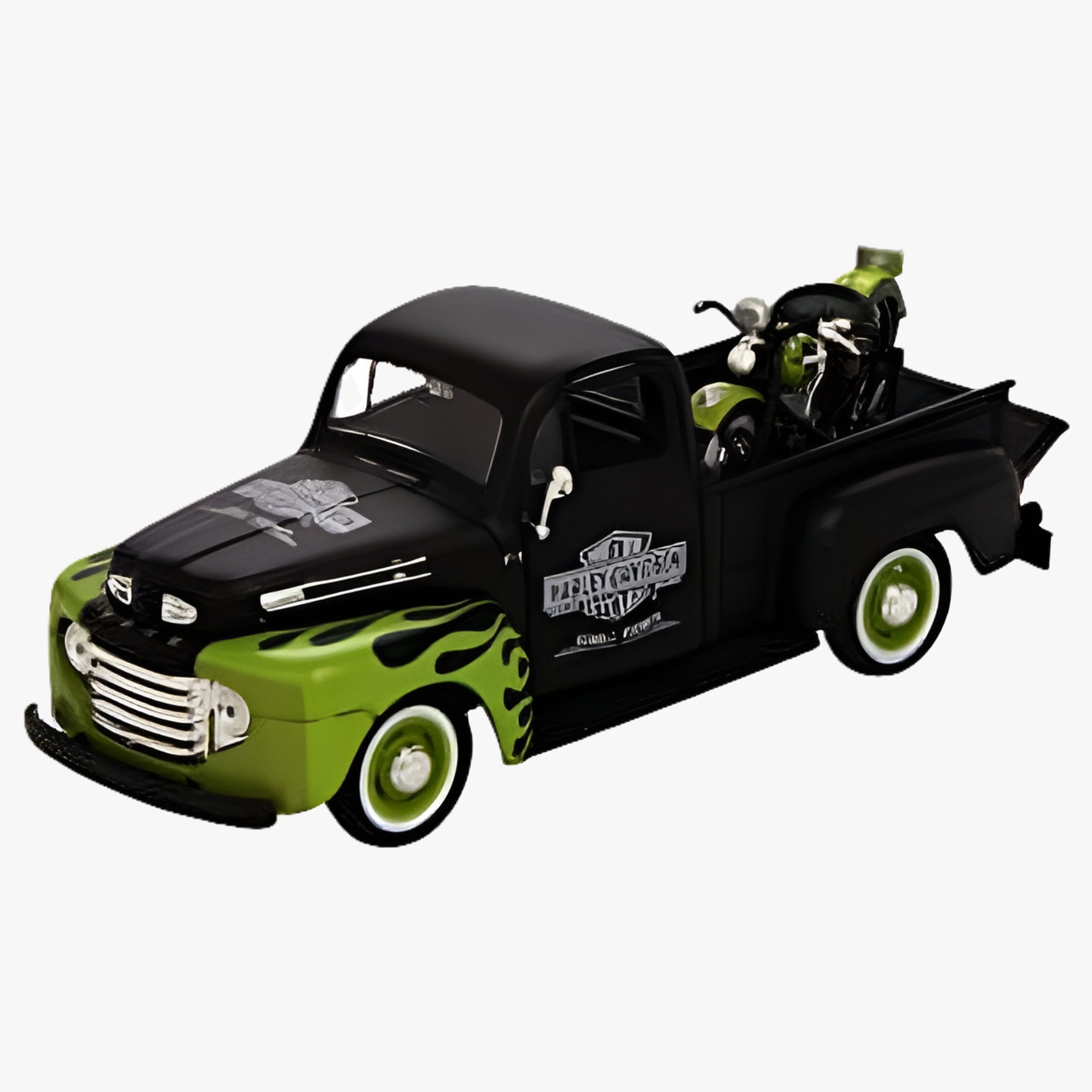 Maisto 1:24 Scale Harley Davidson 1948 Ford F-1 Pickup Truck With 1948 FL Panhead Motorcycle Diecast Replica Model Set Maisto 1:24 Scale Harley Davidson 1948 Ford F-1 Pickup Truck With 1948 FL Panhead Motorcycle Diecast Replica Model Set