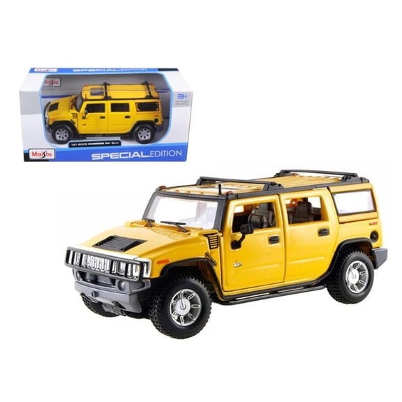Maisto 1:27 Scale 2003 Hummer H2 SUV Yellow Diecast Model Car