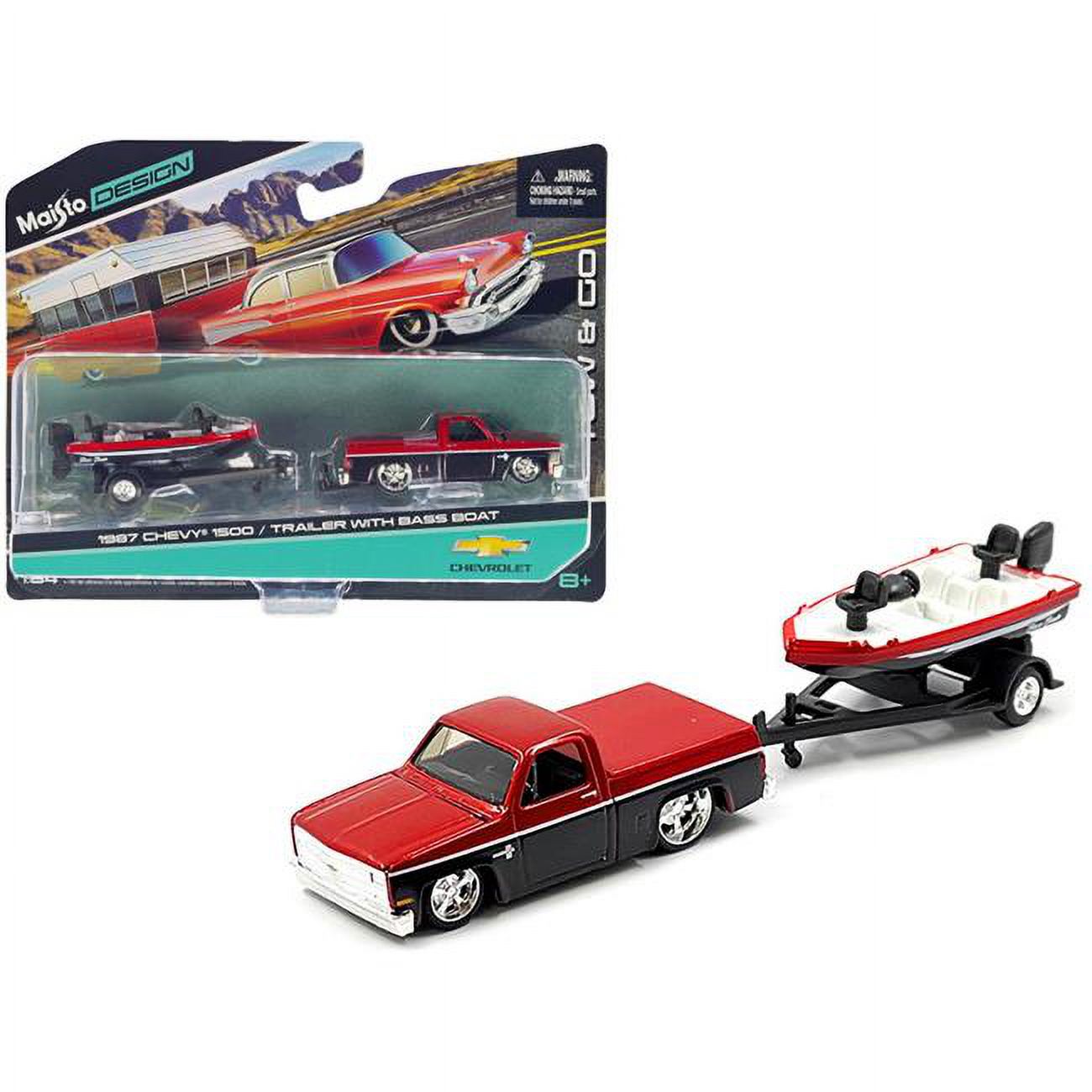 Maisto Elite Transport Series 1/64: Camion Pianale DuraStar E Chevrolet 1500 Pickup 1987 Con Copriletto E Grafica Edelbrock, Modelli Pressofusi
