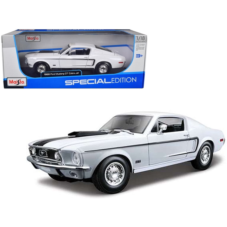 1968 Ford Mustang CJ Cobra Jet White 1 18 Diecast Model Car by