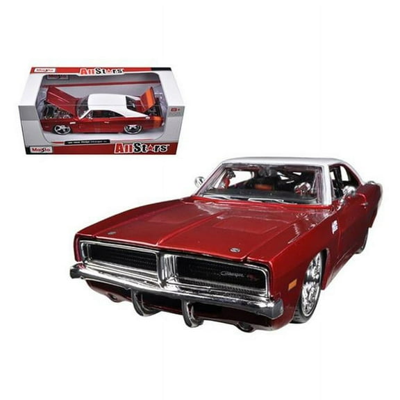 Maisto 1969 Dodge Charger R-T Burgundy & White 1-25 Diecast Car