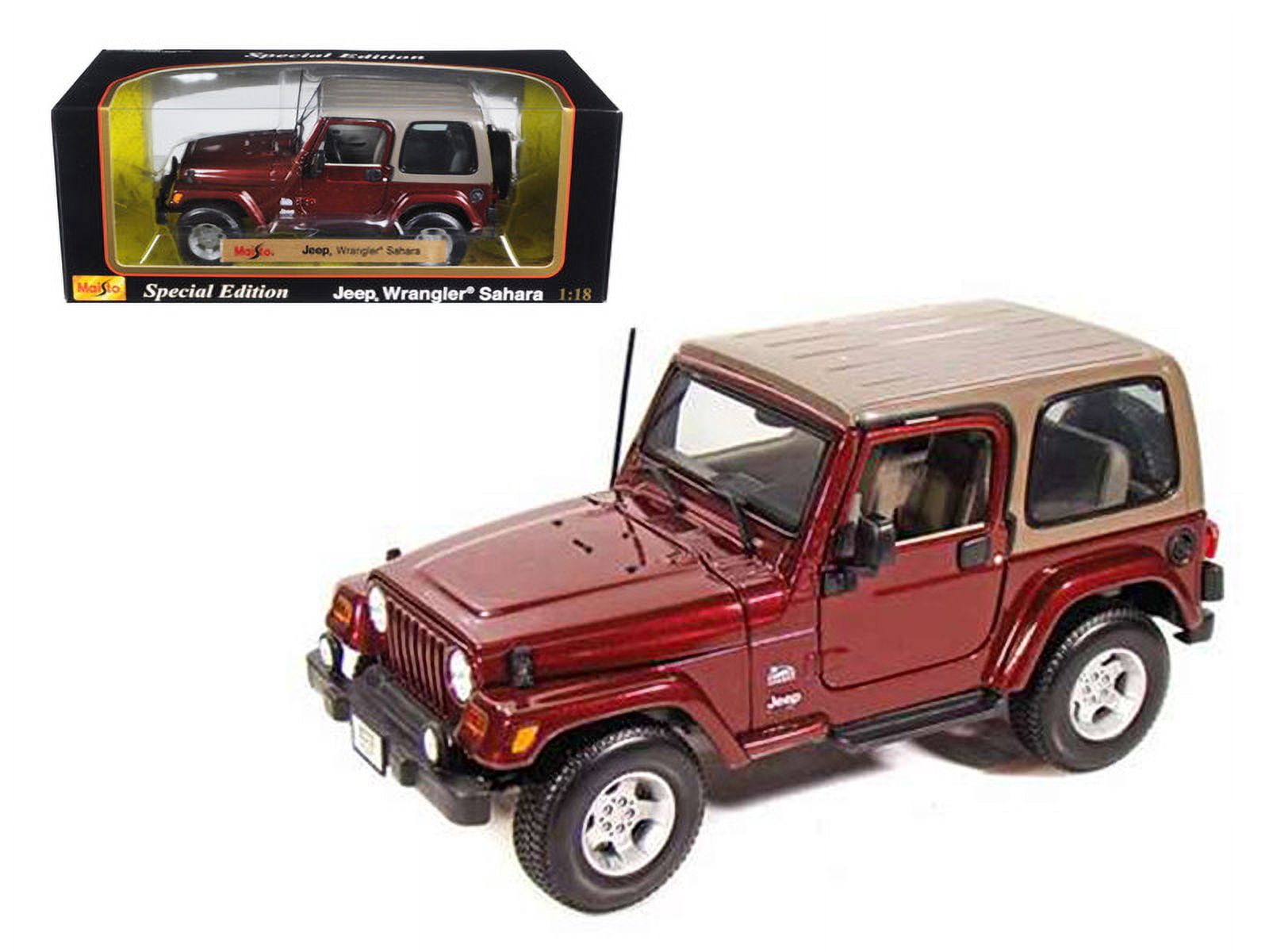 新品　Maisto Jeep Wrangler　Sahara　1/18スケール Jeep Wrangler Sahara Maroon 1/18 Diecast Model Car by Maisto