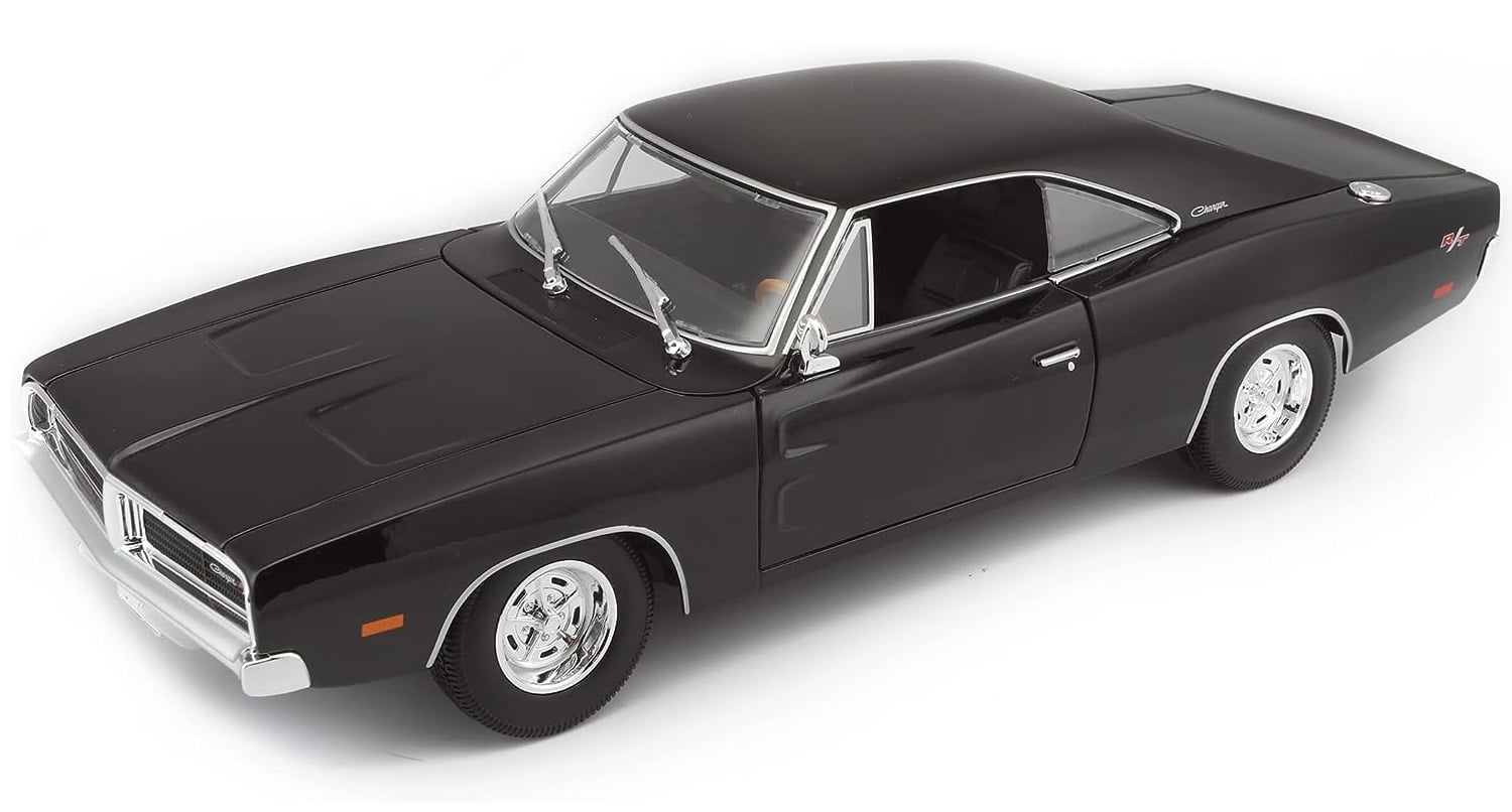 Maisto 1969 Dodge Charger R/T Black Diecast Toy Car, 1:18 Special