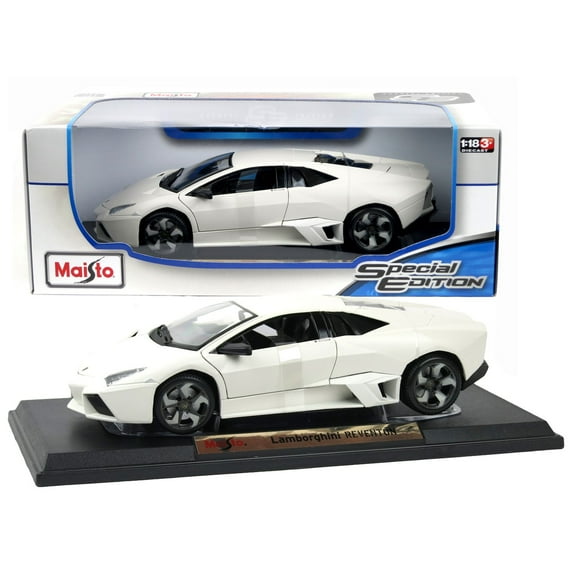 Maisto Year 2015 Special Edition Series 1:18 Scale Die Cast Car Set - White Color Mid-Engine Sports Car LAMBORGHINI REVENTON with Display Base (Car Dimension: 9" x 4" x 2-1/2")