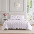 thumbnail image 1 of Maisy Bows Mauve White 3-Piece All-Season Embellished Ruffle Microfiber Reversible Quilt Set - Full/Queen, 1 of 4
