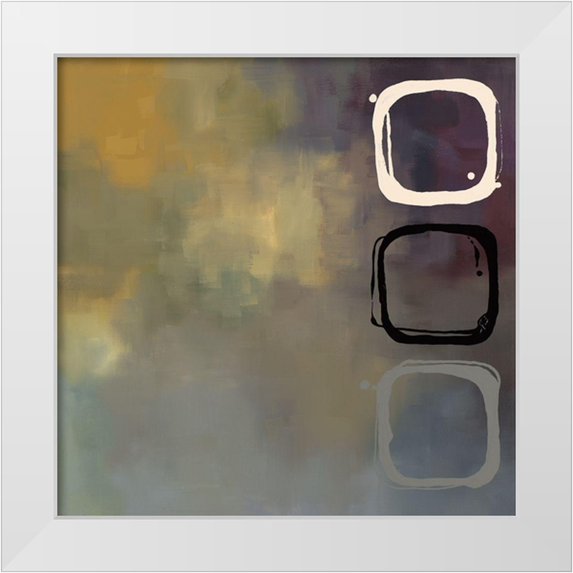Maitland, Laurie 26x26 White Modern Wood Framed Museum Art Print Titled - Retro Aubergine and Ochre I