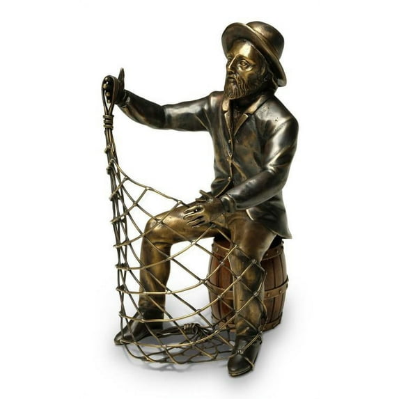 Classic Brass Fisherman Wine Rack – Handcrafted Nautical Bottle Holder, Maitland Smith Décor
