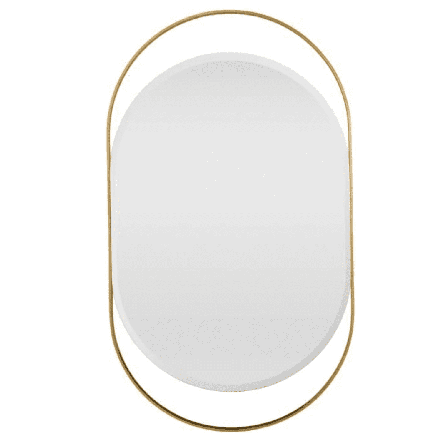 Soft Brass Oval Beveled Mirror with Leather Accents