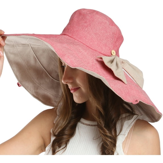 Maitose Women's UV Sun Protection Beach Wide Brim Fishing Hat Red