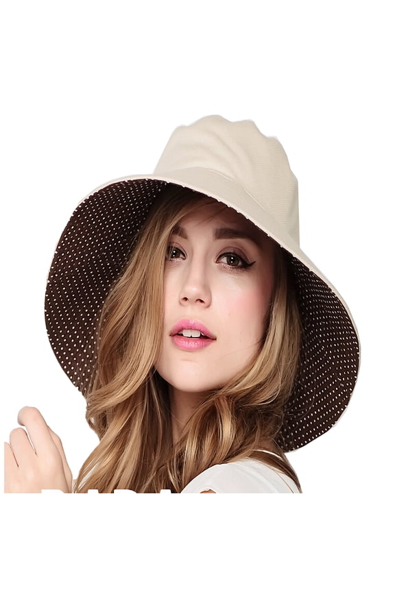 Women's Wide Brim Foldable Sun Hat Beige