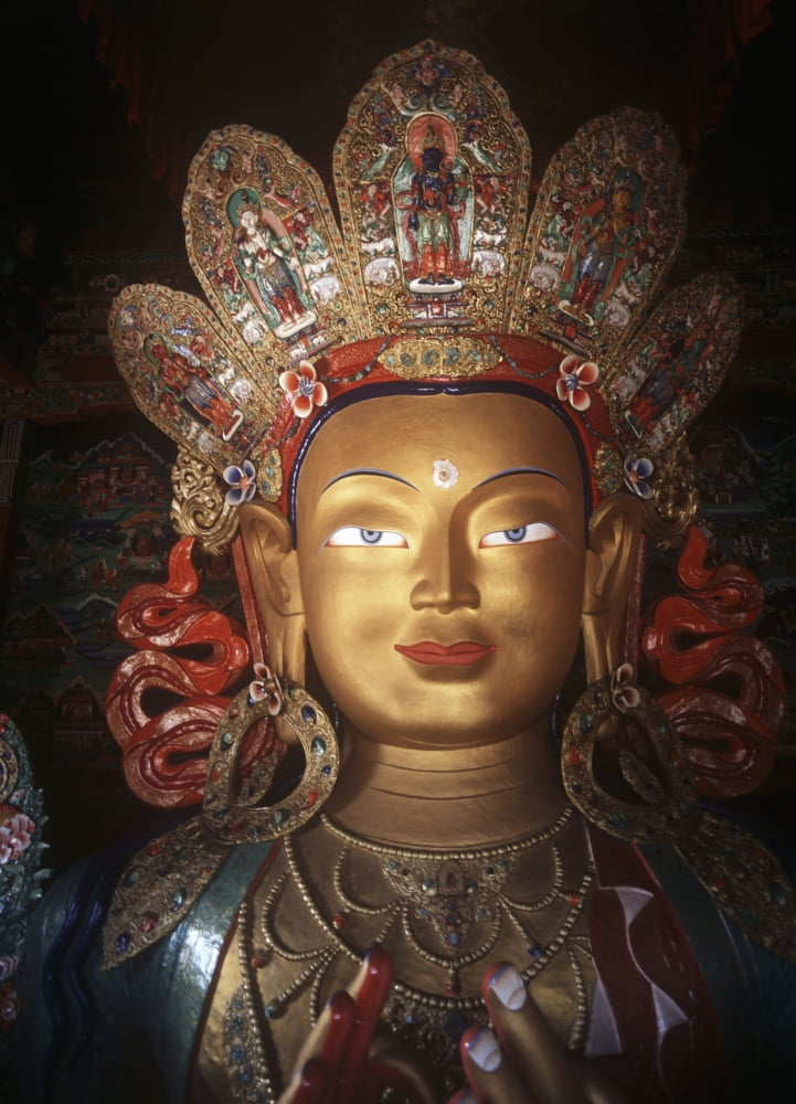 Maitreya Buddha At Thikse Monastery Canvas Art - Ian Cumming Design Pics (26 x 36)