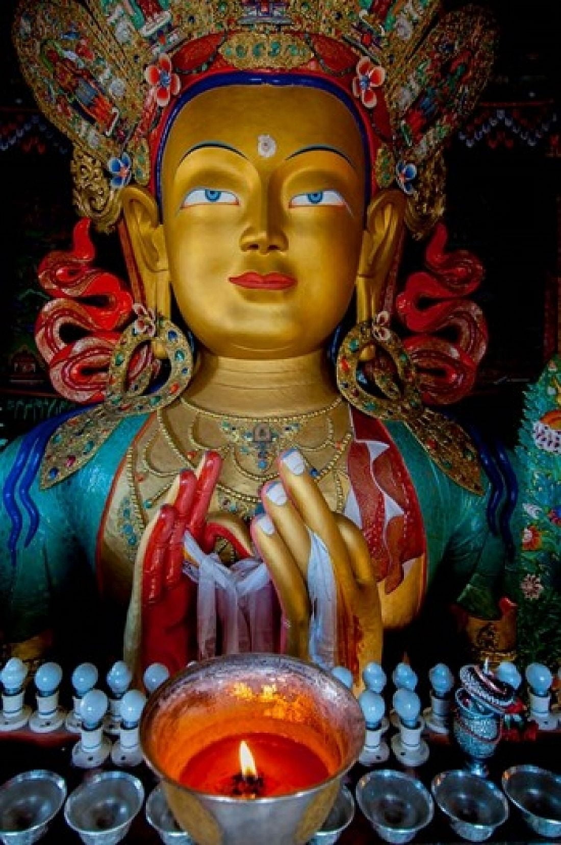 Maitreya Buddha at Thiksey Monastery Leh Ledakh India Canvas Art - Ellen Clark DanitaDelimont (24 x 36)