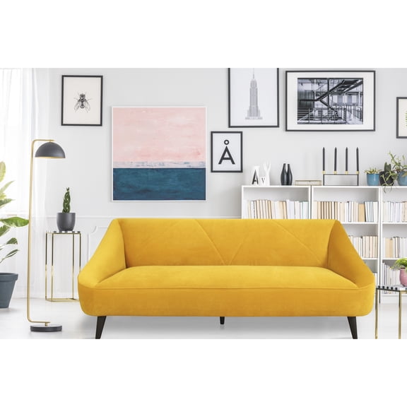 Maize Yellow Upholstered Bunk Bed - 80 In Depth, 35 Width, 31 Height Settee