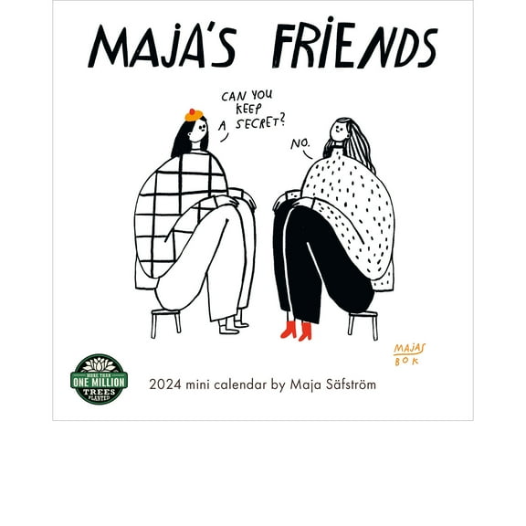 Maja's Friends 2024 Mini Wall Calendar | Compact 7" x 14" Open | Amber Lotus Publishing