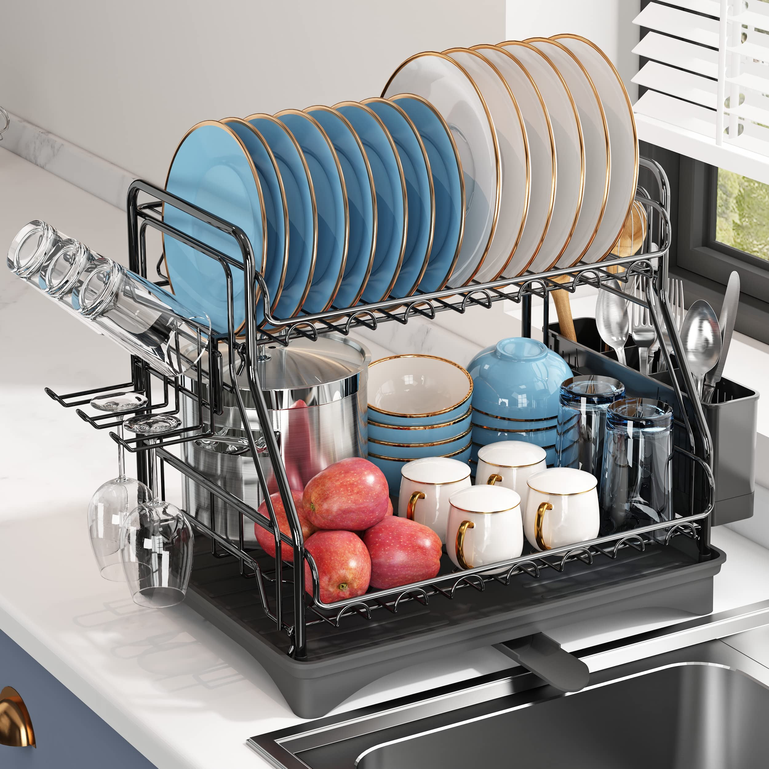 Majalis Dish Drying Rack For Kitchen Counter Stainless Steel Large