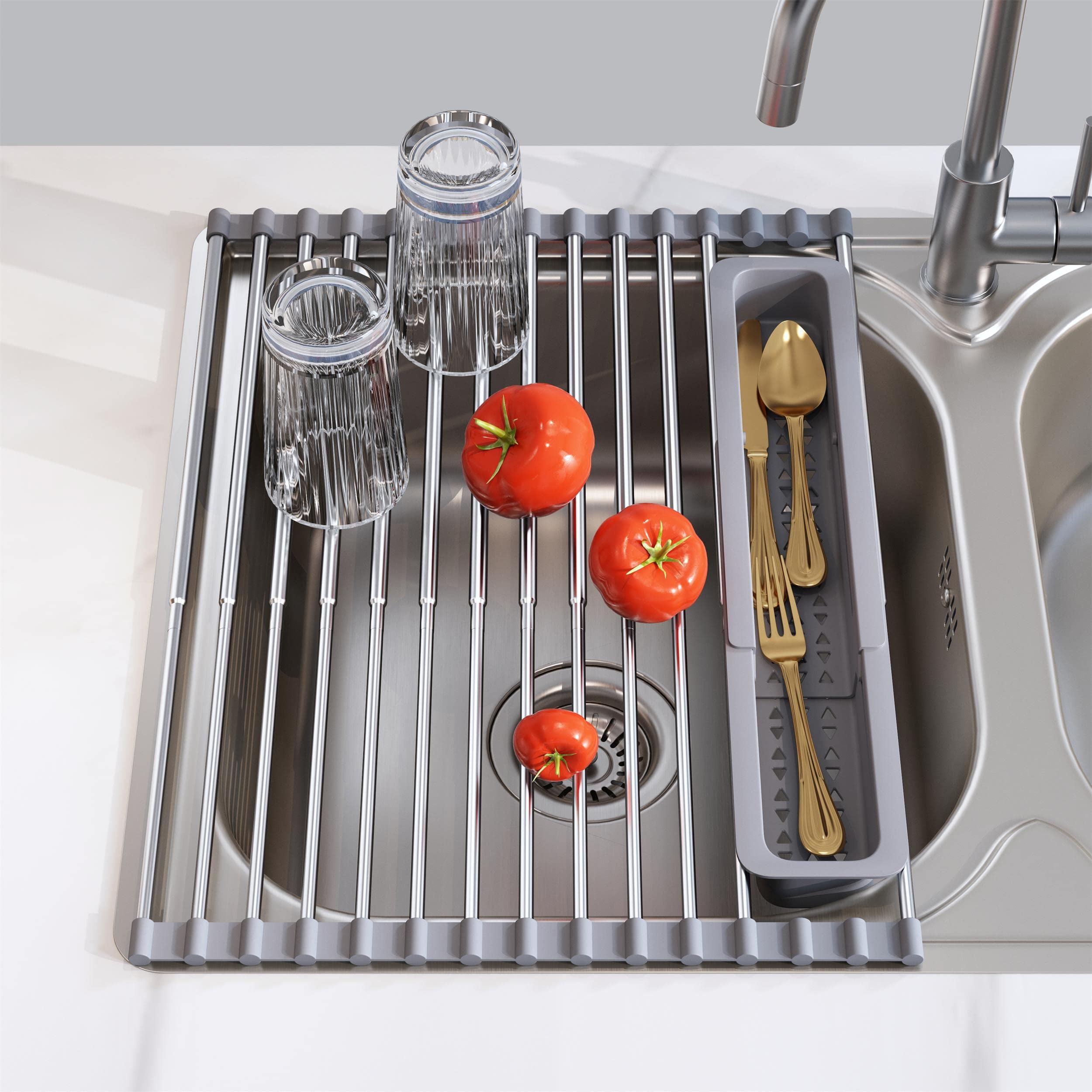  MAJALiS Sink Dish Drying Rack - Use for Countertops & in-Sinks  & Over-Sink, Stainless Steel Dish Drainers for Kitchen Counter, Inside Sink Dish  Dryer Racks, Kitchen Organizer, Silver