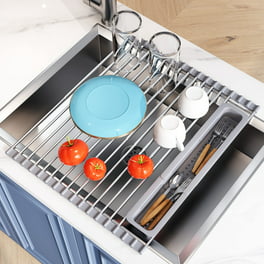 MR.SIGA Dish Drying Rack for Kitchen Counter, Compact Dish Drainer with Drainboard, Utensil Holder and Cup Rack, White, Size: 15.9*11.8*5.31 inch/40.5