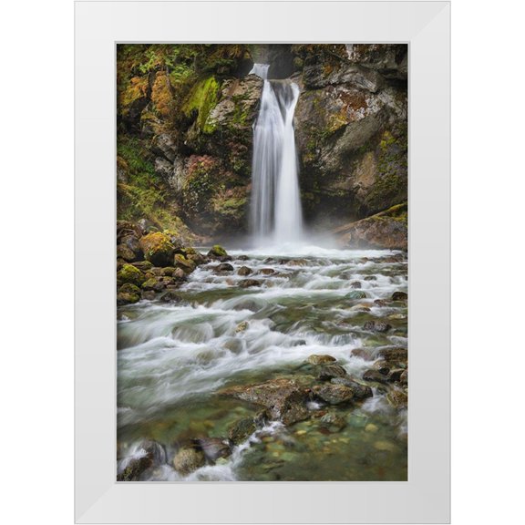 Majchrowicz, Alan 11x14 White Modern Wood Framed Museum Art Print Titled - Lazy Bear Falls-Mount Baker-Snoqualmie National Forest-North Cascades-Washington State