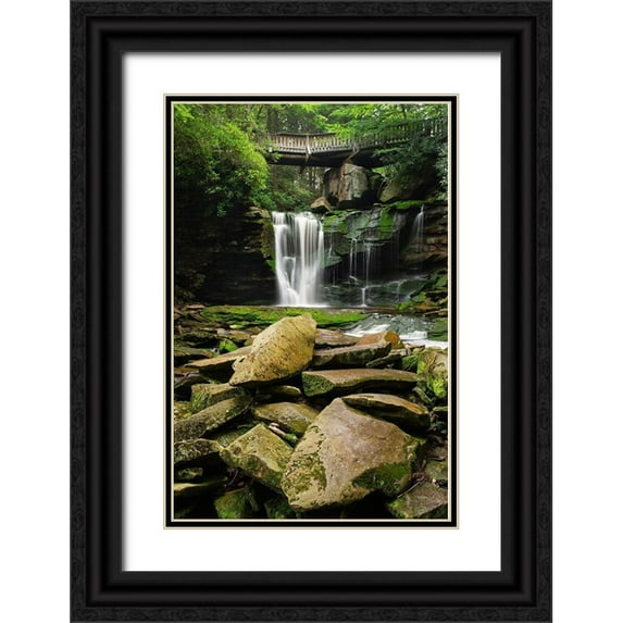 Majchrowicz, Alan 13x18 Black Ornate Wood Framed with Double Matting Museum Art Print Titled - First or Upper Ekalaka Falls-Blackwater Falls State Park-West Virginia