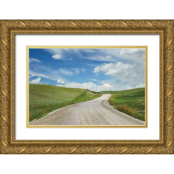 Majchrowicz, Alan 14x11 Gold Ornate Wood Framed with Double Matting Museum Art Print Titled - Gravel Road Near Choteau Montana I