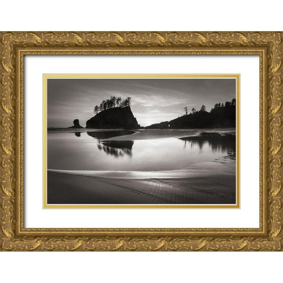Majchrowicz, Alan 14x11 Gold Ornate Wood Framed with Double Matting Museum Art Print Titled - Little James Island Reflection