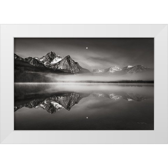 Majchrowicz, Alan 14x11 White Modern Wood Framed Museum Art Print Titled - Moonset on McGown Peak