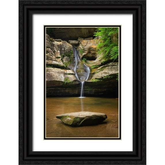 Majchrowicz, Alan 17x24 Black Ornate Wood Framed with Double Matting Museum Art Print Titled - Cedar Falls Hocking Hills State Park-Ohio