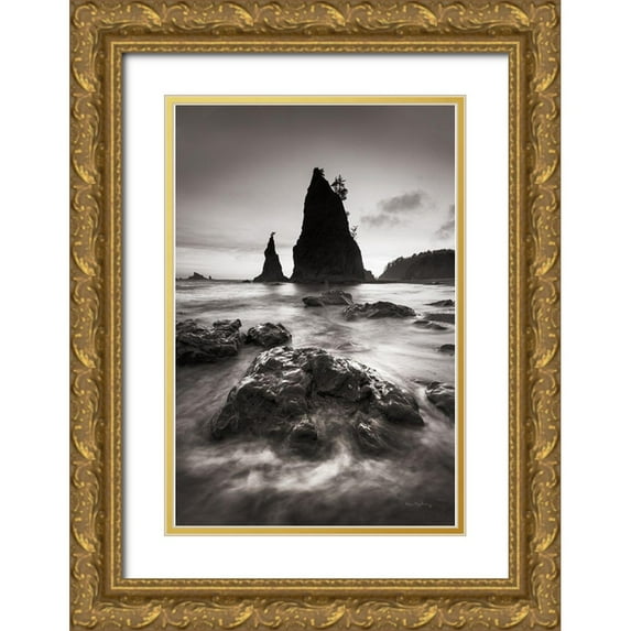 Majchrowicz, Alan 17x24 Gold Ornate Wood Framed with Double Matting Museum Art Print Titled - Split Rock Rialto Beach