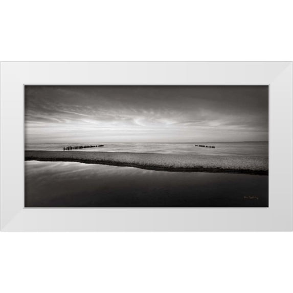 Majchrowicz, Alan 18x11 White Modern Wood Framed Museum Art Print Titled - Lake Superior Beach IV BW