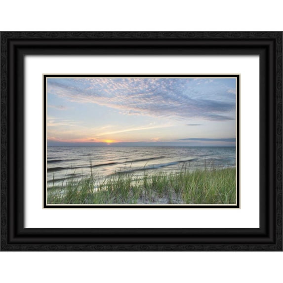 Majchrowicz, Alan 18x13 Black Ornate Wood Framed with Double Matting Museum Art Print Titled - Lake Michigan Sunset III