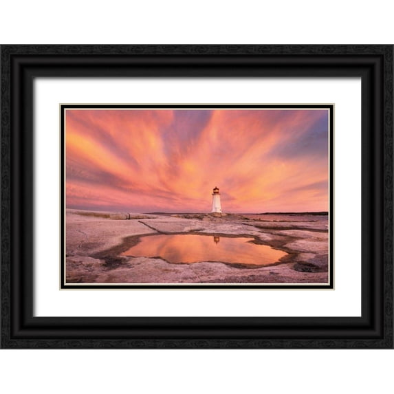 Majchrowicz, Alan 18x13 Black Ornate Wood Framed with Double Matting Museum Art Print Titled - Peggys Cove Nova Scotia