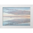 thumbnail image 1 of Majchrowicz, Alan 18x13 White Modern Wood Framed Museum Art Print Titled - Sailboat and morning clouds reflected in calm waters of Bellingham Bay-Washington State, 1 of 4