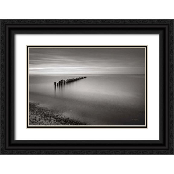 Majchrowicz, Alan 24x17 Black Ornate Wood Framed with Double Matting Museum Art Print Titled - Lake Superior Old Pier V