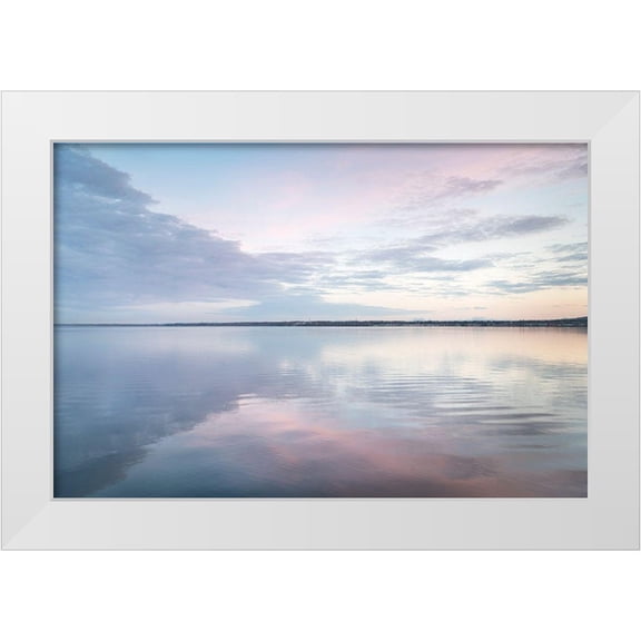 Majchrowicz, Alan 32x23 White Modern Wood Framed Museum Art Print Titled - Clouds reflected in calm waters of Bellingham Bay-Washington State