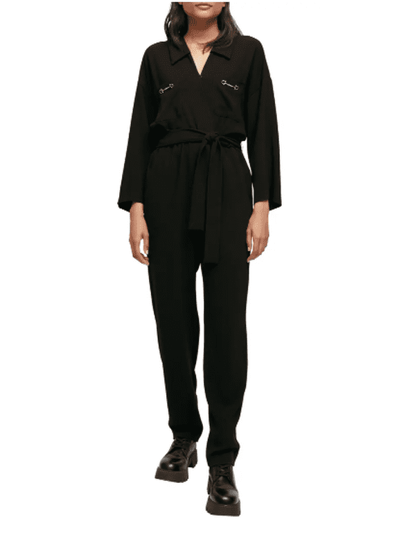 BLACK Women's Patyna Crepe Tie Waist Jumpsuit, US 40