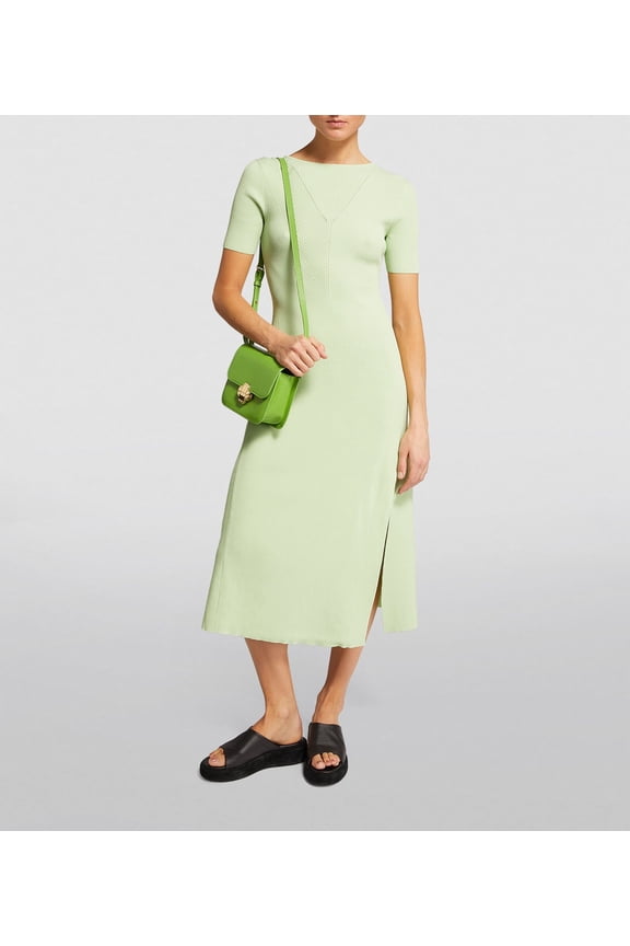NWT Ruche Vert Tie-Back MIDI Dress in Light Green Size 40/L