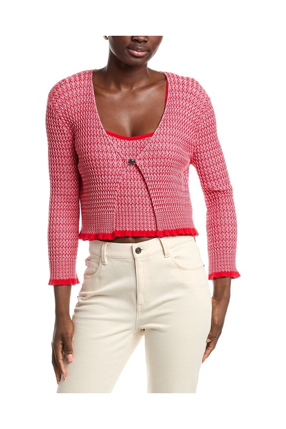 womens 2-In-1 Clasp Front Sweater, T3, Red